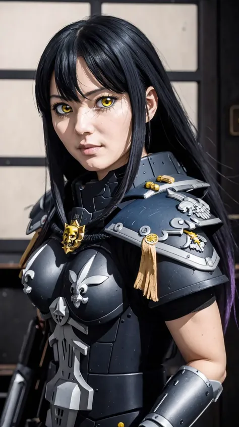 masterpiece,
((raw photo))
<lora:MikoV1.4-000010:0.7> MIKO, (YELLOW EYES), LONG HAIR, BLACK HAIR, BLUE HAIR, MULTICOLORED HAIR, SIDELOCKS, BANGS
<lora:edgWar40KAdeptaSororitas:0.7> EDGADEPTA ,WEARING EDGADEPTA,POWER ARMOR,SHOULDER ARMOR,SKULL EMBLEM