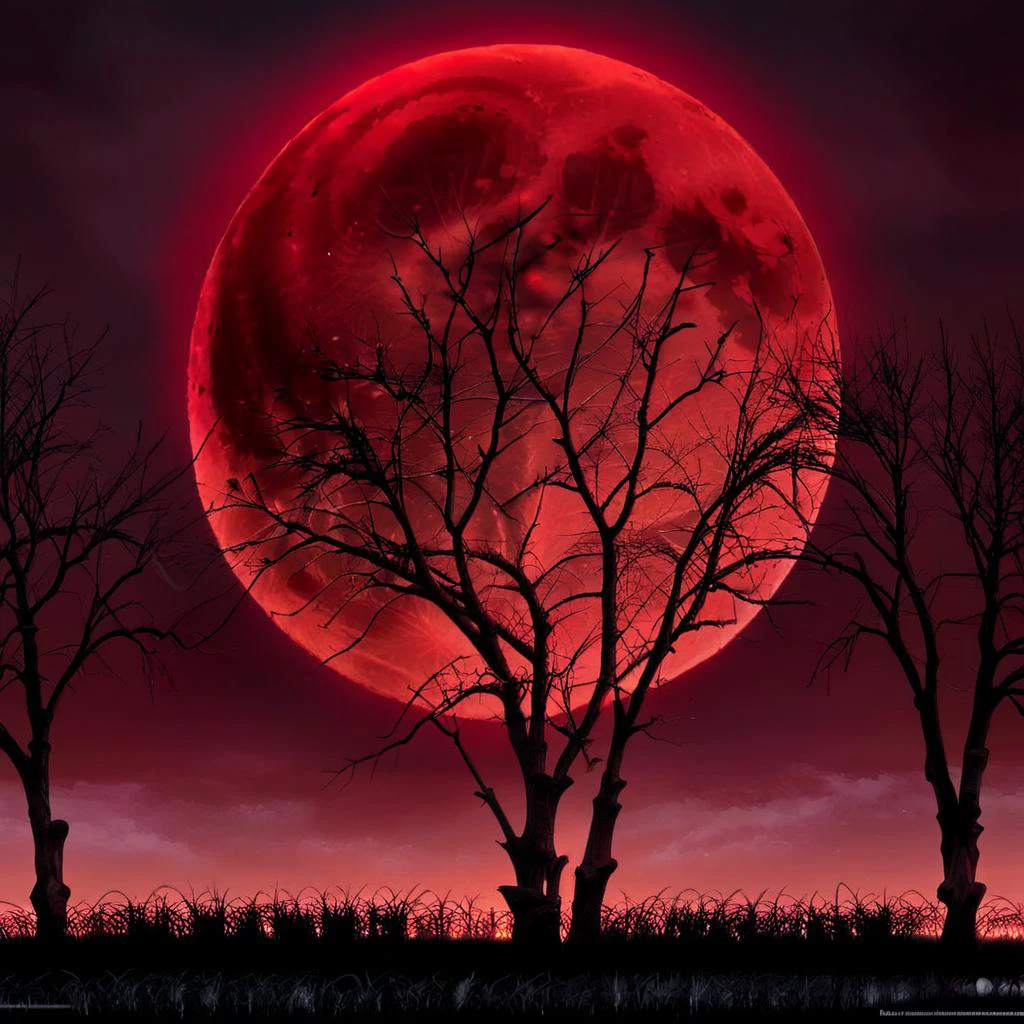 Masterpiece,absurd resolution,8k,high resolution,
NightScapes,red moon,big moon,outdoors,sky,tree,no humans,night,moon,grass,night sky,scenery,full moon,red theme,bare tree,red moon,red sky
, <lora:NightScapes_XL14:0.8>