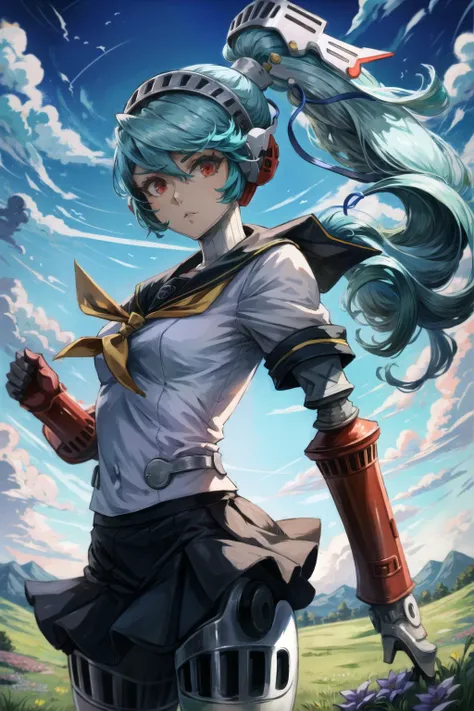 absurdres, (best quality), (masterpiece),(ultra-detailed:1.2),(highres),elaborate, cowboy shot, solo
<lora:persona4_labrys-10:1.0>, labrys, android, robot joints, joints, ponytail, headphones, red eyes, school uniform, serafuku, skirt, fantastic scenery, outdoors, flower field, fighting, :3,
<lora:anime_minimalist_v1-000020:-0.2>,
<lora:flat2:-0.5>,
<lora:LowRA:0.2>