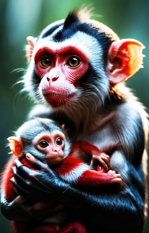 cinematic film still a woman holding a blood monkey,cinematic film still photography in the style of detailed hyperrealism photoshoot,creature,fantasy,James Christensen,bold lines,hyper detailed,. shallow depth of field,vignette,highly detailed,high budget,bokeh,cinemascope,moody,epic,gorgeous,film grain,grainy,glow effects,godrays,Hand drawn,render,8k,octane render,cinema 4d,blender,dark,atmospheric 4k ultra detailed,cinematic,Sharp focus,big depth of field,Masterpiece,colors,3d octane render,4k,concept art,trending on artstation,hyperrealistic,Vivid colors,extremely detailed CG unity 8k wallpaper,trending on CGSociety,Intricate,High Detail,dramatic . shallow depth of field,vignette,highly detailed,high budget,bokeh,cinemascope,moody,epic,gorgeous,film grain,grainy,