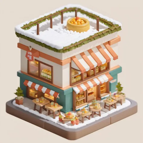 xiaofangzi, Solid background, blur, Commissary, snow,isometric