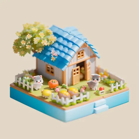 xiaofangzi, Solid background , blurry , Small farm