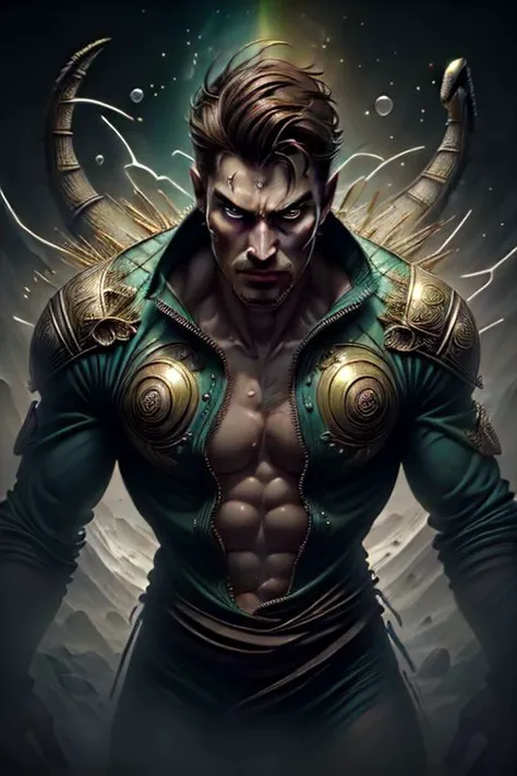A warrior, a slender, tall man, a man who is able to control dragons, has special abilities and can use dragon cries. A fearless warrior with brown hair and dark green eyes. He is endowed with the strength and agility bestowed upon him by the ancient spirits of subspace. Garrett wears a jacket decorated with gold patterns and fastened with a zipper that emits a magical glow. extremely detailed complex beautiful fantastic view in high resolution lots of rainbow bubbles very attractive very cute