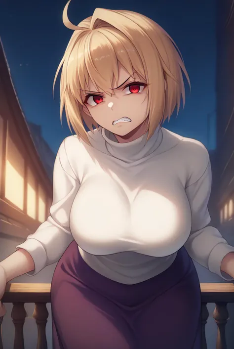 score_9, score_8_up, score_7_up,
masterpiece,8k,uncensored,(highres:1.3),high resolution, unity 8k wallpaper, detailed face, detailed CG, (perfect hands, perfect anatomy),
(high quality, best quality)(curvy:1.45)(shiny hair:1.2) (shiny skin:1.2) (oily skin:1.2) (uncensored:1.2)(big breasts,)
<lora:arcuid-brunestud-ponyxl-lora-nochekaiser:0.8> arcueid brunestud, blonde hair, red eyes, short hair, ahoge,, long skirt, purple skirt, skirt, sweater, turtleneck, white sweater,
backlighting, bridge, night sky,cowboy shot,
disgust, clenched teeth, shade face,(from below:0.7)(from side:0.4)bent over, looking at viewer,
<lora:40hara_pony_v2:0.8>,