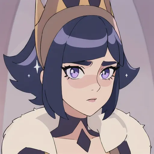 1girl, solo, upper body portrait, a woman with dark black hair, lilac eyes, ((wearing royal attire)), eyelashes, detailed iris, sparkling eyes