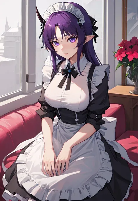 best quality, masterpiece, highres, solo, (hibiscus_arknights:1.10), (maid:1.40), (long maid dress:1.15), 17 <lora:hibiscus_arknights:0.80>