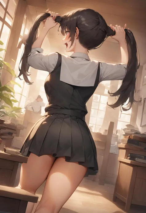 1girl, <lora:sdxl2-flat2-512b:-1>,medium breasts,school uniform,
bunching hair,<lora:bunchinghair_XL_v1:0.8>
ceiling, cinematic angle, looking back, evil, chapter House, open mouth,
masterpiece, best quality, very aesthetic, absurdres