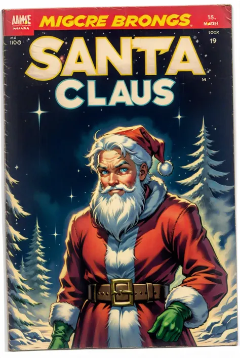 anime manga (ãµã³ã¿ã¯ã­ã¼ã¹) text logo:1.9, Vintage comic book cover of Santa Claus, frozen wilderness, Christmas magic
 <lora:Wiz-VintageComicBookCover_v01:1>, 
<lora:Harrlogos_v1.1:1>