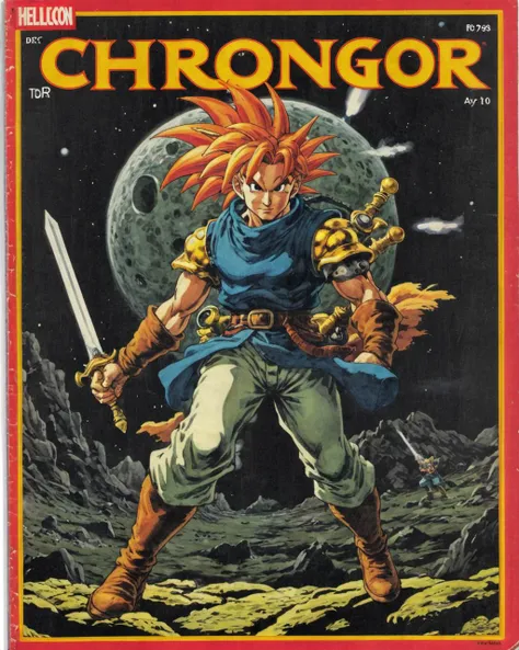 <lora:Wiz-VintageComicBookCover_v01:0.8> Vintage comic book cover of Chrono Trigger, in Helicon.
