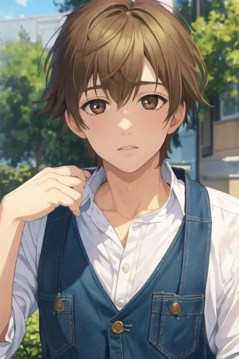 masterpiece, best quality, photorealistic, 1boy, solo, male focus, looking at viewer, upper body, , <lora:ikuyoshi_sasaki:0.68>, ikuyoshi_sasaki, brown hair, brown eyes, , , , cover