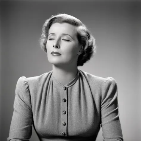 cinematic film still of <lora:1930's style:1>
In the 1930's Irene Dunne a short hair woman in a dress sitting down with her eyes closed,1girl,solo,short hair,simple background,long sleeves,dress,monochrome,upper body,greyscale,parted lips,lips,looking away,looking up,curly hair,realistic,realistic,realism,perfection,perfect,filmic,retro,vintage,classic,different haircut,different look,different style,1930's style , 1930 style, shallow depth of field, vignette, highly detailed, high budget, bokeh, cinemascope, moody, epic, gorgeous, film grain, grainy