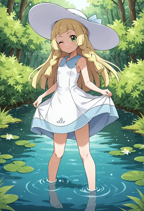 1lillie1, blonde hair, green eyes,
<lora:Lillie_PonyXL:1>,