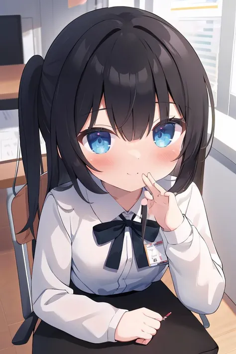nsfw, (POV oral sex with cum:1.3), (deep throat:1.3), (intense perfect fellatio:1.2), :>=, (1boy, full by:1.2), a pure innocent girl, very cute face, like a idol, blush, (school uniform:1.1), look up at viewer with lovingly gaze, arms behind the back, in front of 1penis with between viewer's legs, (mouth on the viewer's crotch completely:1.3), (perfect keeling under the desk completely, body is perfect into the desk, face come out from under the desk:1.3), (face focus:1.2), (viewer is sitting, bare viewer:1.2), (under the desk with depth:1.3), in own room, viewer's legs in the picture, from above,