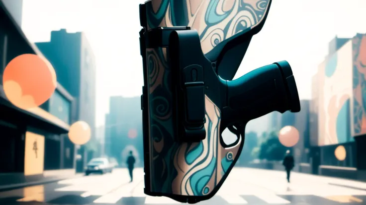 <lora:AbstractPatternStyleXL:1.35>AbstractPatternStyle levitating holster ,,
,  24mm, (analog, cinematic, film grain:1.3), Bokeh DOF