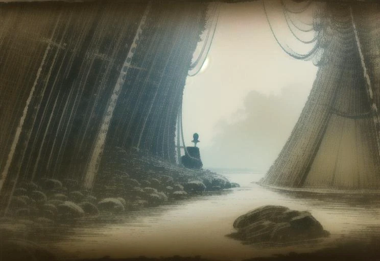 <lora:LONA03:1>, a girl (wearing red cloack:1.1), a girl in tshirt, clothes on body, a girl with CRAZY expression looking on camera, brown hair, (dark skin:1.1), (in cave with abominations in background also with tentacles on background, banners, stone walls, chairs and tables, campfire:1.2), shot from under, painfull face, masterpiece, best quality, uhd 8k, wallpaper high quality super detailed picture, rim light, small breasts, 21 yo girl, full body, dirty face, dirt on body, dark and gloomy light, evening, SFW, (bold lines:1.2), map, paint, paper borders