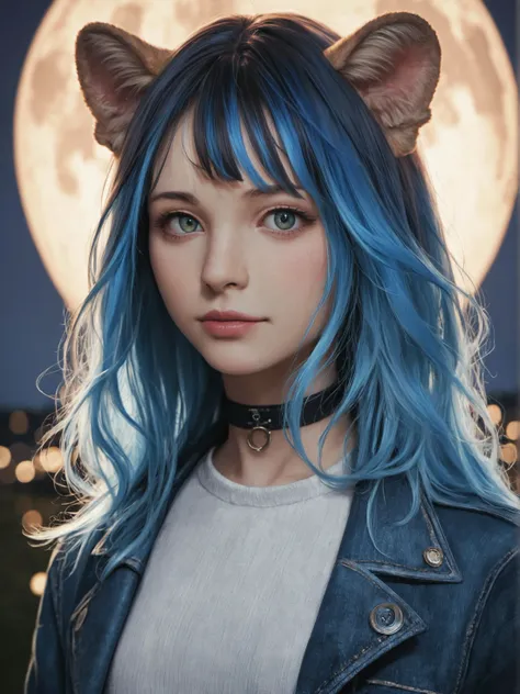 (score_9, score_8_up, source_furry, analog photo, physically-realistic, lit)
50mm lens
aperture opening of f/4.0
(1girl, solo:1.4), (multicolored hair:1.2), (blue hair:1.2), long hair, streaked hair, halo, looking at viewer, (blue jacket:1.2), animal ears, green eyes, earring, choker, upper body, floating hair, open jacket night, full moon (simmetrical), outdoors, ((photography:1.4)), intricate details, intricate details, Detailed Fluffy Fur, hyperdetailed, natural fur texture, hyperrealism, sharp (hyperrealistic, cinematic light, depth of field)
\\ Made with ONE FOR ALL checkpoint by Chaos Experience @ https://civitai.com/user/ChaosExperience/ \\