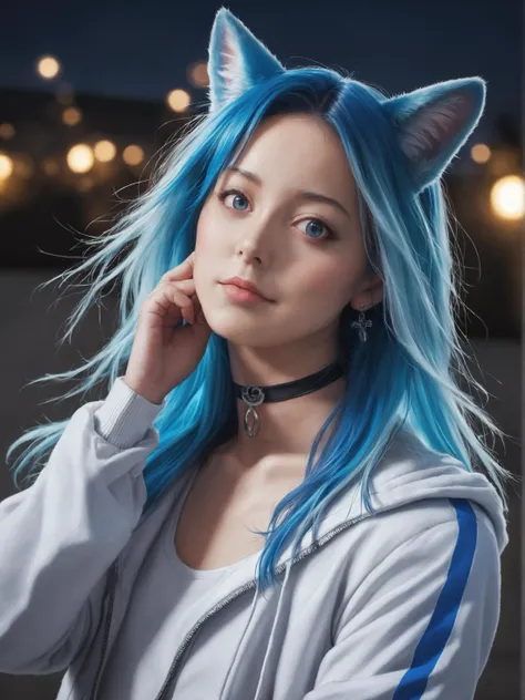 (score_5_up, score_4_up, source_furry, analog photo, physically-realistic, lit, cutesie)
50mm lens
aperture opening of f/4.0
(1girl, solo:1.4), beautiful wolf girl, blue wolf ears, (multicolored hair:1.2), (blue hair:1.2), long hair, streaked hair, halo, looking at viewer, (blue jacket:1.2), animal ears, green eyes, earring, choker, upper body, floating hair, open jacket night, full moon (simmetrical), outdoors, ((photography:1.4)), intricate details, intricate details, Detailed Fluffy Fur, hyperdetailed, natural fur texture, hyperrealism, trilinear, (hyperrealistic, cinematic light, depth of field)
\\ Made with ONE FOR ALL checkpoint by Chaos Experience @ https://civitai.com/user/ChaosExperience/ \\