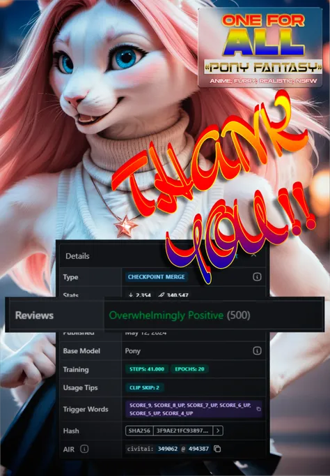 THANK YOU ALL FOR THE 500 LIKES!! 🥰🥰🥰🥰🥰
https://civitai.com/models/349062?modelVersionId=343698