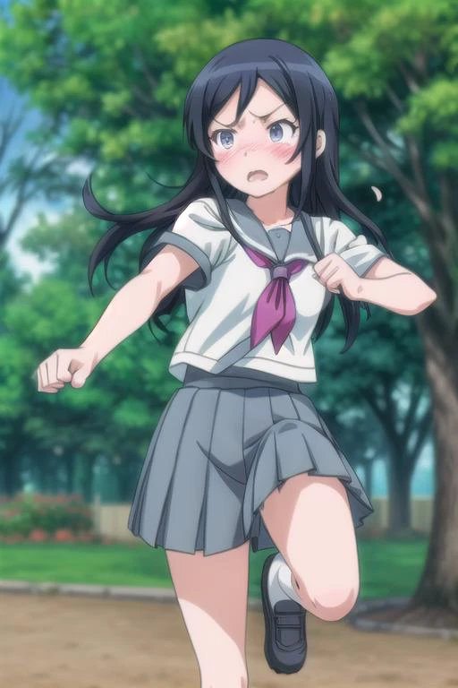 ultra-detailed,masterpiece,best quality,girl,karatekick.outdoor,park,open mouth,socks,(motion blur,speed-lines, Burning-Edge),aragaki ayase,pumps,@ @,blush,shy,facing viewer,close up,school uniform, <lora:add_detail:1> <lora:Oreimo_aragaki ayase:0.7> <lora:HighKick:0.6>