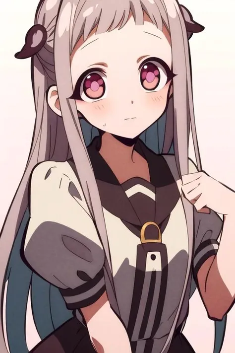 masterpiece, best quality, sketch, 1girl, solo, looking at viewer, , , , , <lora:nene_yashiro:0.74>, nene_yashiro, grey hair, pink eyes, long hair