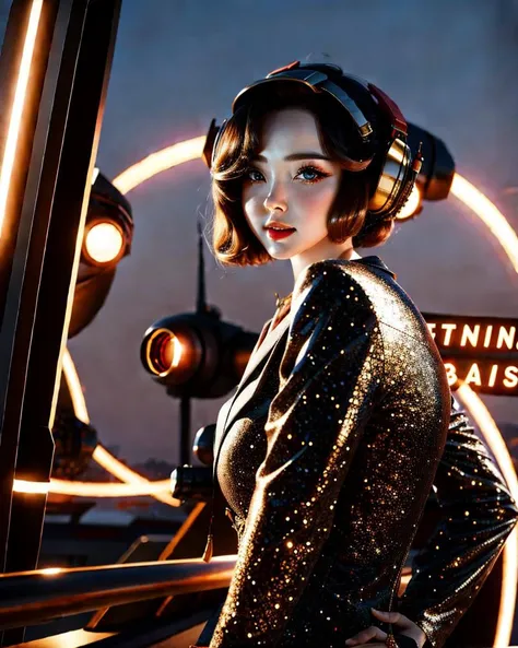 Masterpiece, best quality, uhd, 8k resolution, best light, realistic, detailed background, detailed face, detailed hands, full body, 1girl, elegant girl from atompunk world, <lyco:NeNe (Chinese-Thai Idol):1.0>, portrait