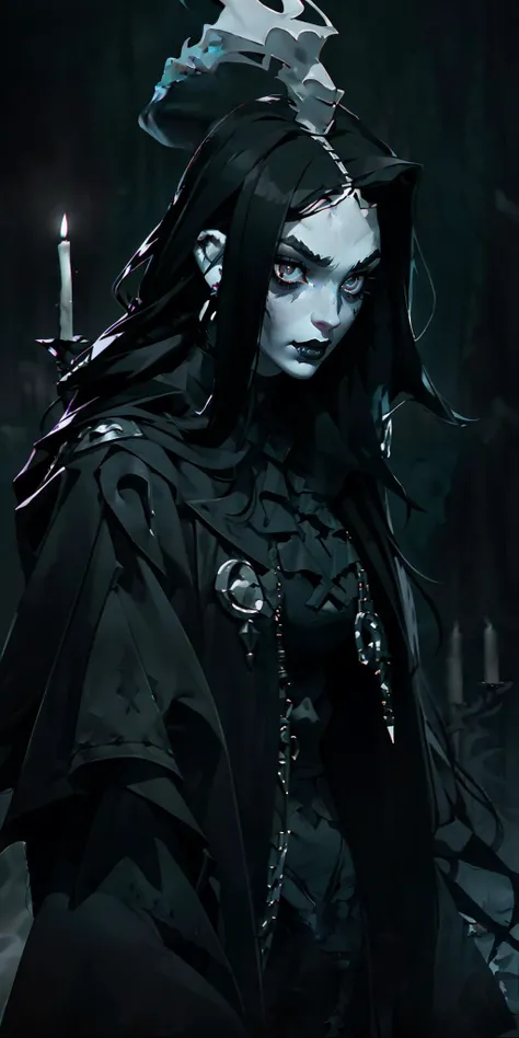 <lora:blackmetaloutfit:0.5> beautiful goth woman, black hair, pale white skin, wearing blackmetaloutfit, smoke, eerie atmosphere, cowboy shot, solo, masterpiece, highres, shallow depth of field, sharp focus