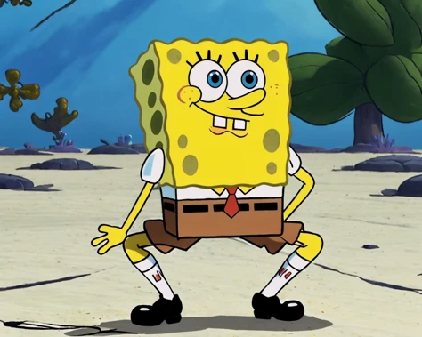 spongebob,on back,squatting,ass,wide_shot,BrolyCuloMeme,<lora:sb_again:0.8>,<lora:BrolyCuloMeme:0.7>,