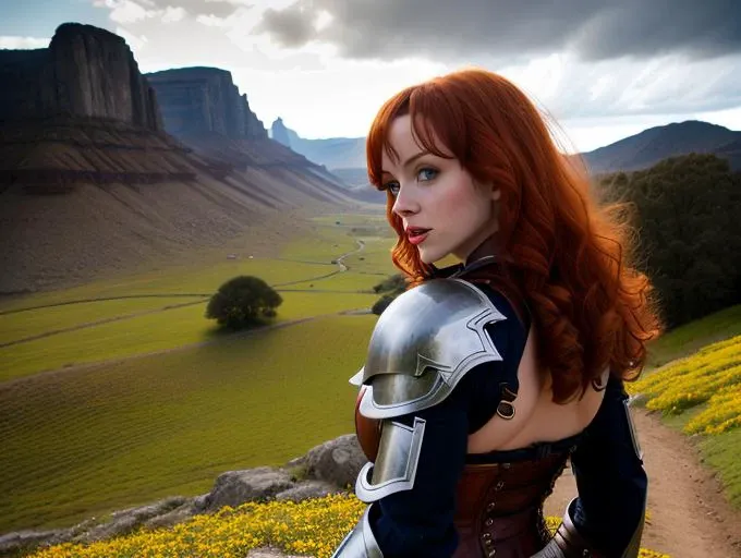long shot scenic professional photograph of christina hendricks as a fantasy warrior, dragon slayer, Dieselpunk post apocalyptic armor (RAW photo, best quality),photo, best quality , extremely detailed, finely detail, masterpiece, best quality, huge filesize, ultra-detailed, highres,nikon photo, high resolution, ultra hd, 4k, (RAW photo, best quality),photo, best quality , extremely detailed, finely detail, masterpiece, best quality, huge filesize, ultra-detailed, highres, nikon photo, high resolution, ultra hd, 4k, <lora:Christina Hendricks:1.25> , perfect viewpoint, highly detailed, wide-angle lens, hyper realistic, with dramatic sky, polarizing filter, natural lighting, vivid colors, everything in sharp focus, HDR, UHD, 64K