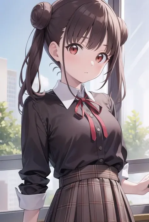 chiyokosonoda, <lyco:chiyokosonoda-lyco-nochekaiser:1>,
chiyoko sonoda, brown hair, (red eyes:1.5), hair bun, long hair, double bun, sidelocks,
BREAK brown skirt, buttons, collared shirt, dress shirt, miniskirt, neck ribbon, plaid, plaid skirt, pleated skirt, ribbon, school uniform, shirt, skirt, white shirt, yellow ribbon,
BREAK indoors, classroom,
BREAK looking at viewer, cowboy shot,
BREAK <lyco:GoodHands-beta2:1>, (masterpiece:1.2), best quality, high resolution, unity 8k wallpaper, (illustration:0.8), (beautiful detailed eyes:1.6), extremely detailed face, perfect lighting, extremely detailed CG, (perfect hands, perfect anatomy),