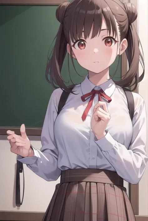 chiyokosonoda, <lyco:chiyokosonoda-lyco-nochekaiser:1>,
chiyoko sonoda, brown hair, (red eyes:1.5), hair bun, long hair, double bun, sidelocks,
BREAK brown skirt, buttons, collared shirt, dress shirt, miniskirt, neck ribbon, plaid, plaid skirt, pleated skirt, ribbon, school uniform, shirt, skirt, white shirt, yellow ribbon,
BREAK indoors, classroom,
BREAK looking at viewer, cowboy shot,
BREAK <lyco:GoodHands-beta2:1>, (masterpiece:1.2), best quality, high resolution, unity 8k wallpaper, (illustration:0.8), (beautiful detailed eyes:1.6), extremely detailed face, perfect lighting, extremely detailed CG, (perfect hands, perfect anatomy),