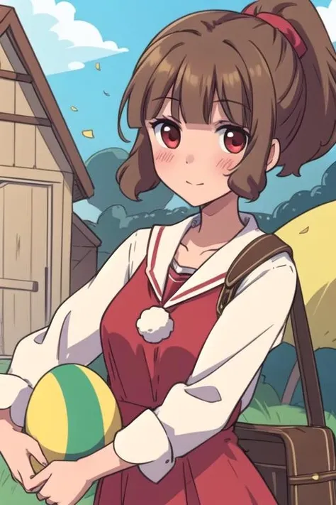 masterpiece, best quality, sketch, 1girl, solo, looking at viewer, upper body, depth of field, , , <lora:yuki_kurihara:0.68>, yuki_kurihara, brown hair, red eyes, ponytail, easter costume, barn, 16k resolution