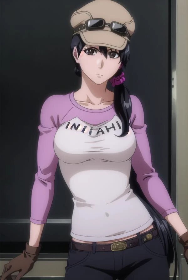 ikumiunagiya, <lyco:ikumiunagiya-lyco-nochekaiser:1>,
ikumi unagiya, long hair, (black hair:1.5), (brown eyes:1.5), ponytail, low ponytail,
BREAK gloves, hat, belt, pants, sunglasses, goggles, raglan sleeves, black gloves,
BREAK indoors,
BREAK looking at viewer, (cowboy shot:1.5),
BREAK <lyco:GoodHands-beta2:1>, (masterpiece:1.2), best quality, high resolution, unity 8k wallpaper, (illustration:0.8), (beautiful detailed eyes:1.6), extremely detailed face, perfect lighting, extremely detailed CG, (perfect hands, perfect anatomy),