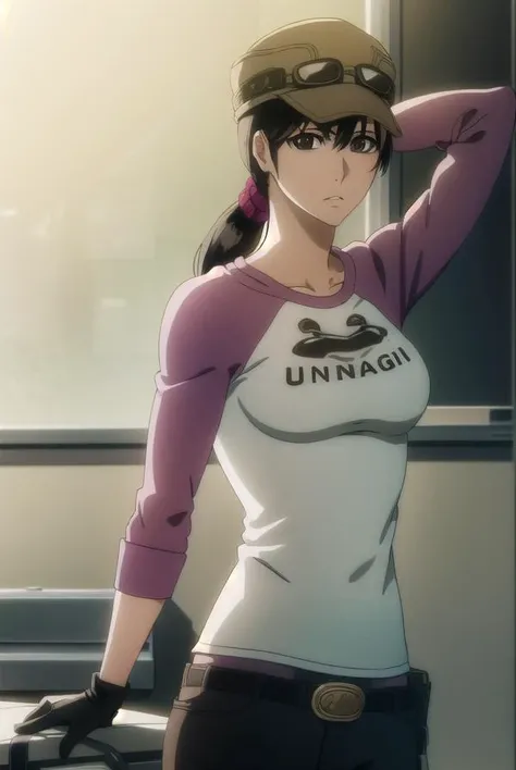 ikumiunagiya, <lora:ikumiunagiya-lora-nochekaiser:1>,
ikumi unagiya, long hair, (black hair:1.5), (brown eyes:1.5), ponytail, low ponytail,
BREAK gloves, hat, belt, pants, sunglasses, goggles, raglan sleeves, black gloves,
BREAK indoors,
BREAK looking at viewer, (cowboy shot:1.5),
BREAK <lyco:GoodHands-beta2:1>, (masterpiece:1.2), best quality, high resolution, unity 8k wallpaper, (illustration:0.8), (beautiful detailed eyes:1.6), extremely detailed face, perfect lighting, extremely detailed CG, (perfect hands, perfect anatomy),