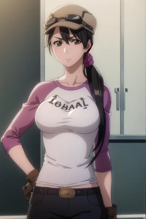 ikumiunagiya, <lyco:ikumiunagiya-lyco-nochekaiser:1>,
ikumi unagiya, long hair, (black hair:1.5), (brown eyes:1.5), ponytail, low ponytail,
BREAK gloves, hat, belt, pants, sunglasses, goggles, raglan sleeves, black gloves,
BREAK indoors,
BREAK looking at viewer, (cowboy shot:1.5),
BREAK <lyco:GoodHands-beta2:1>, (masterpiece:1.2), best quality, high resolution, unity 8k wallpaper, (illustration:0.8), (beautiful detailed eyes:1.6), extremely detailed face, perfect lighting, extremely detailed CG, (perfect hands, perfect anatomy),
