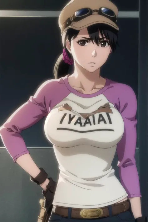 ikumiunagiya, <lyco:ikumiunagiya-lyco-nochekaiser:1>,
ikumi unagiya, long hair, (black hair:1.5), (brown eyes:1.5), ponytail, low ponytail,
BREAK gloves, hat, belt, pants, sunglasses, goggles, raglan sleeves, black gloves,
BREAK indoors,
BREAK looking at viewer, (cowboy shot:1.5),
BREAK <lyco:GoodHands-beta2:1>, (masterpiece:1.2), best quality, high resolution, unity 8k wallpaper, (illustration:0.8), (beautiful detailed eyes:1.6), extremely detailed face, perfect lighting, extremely detailed CG, (perfect hands, perfect anatomy),