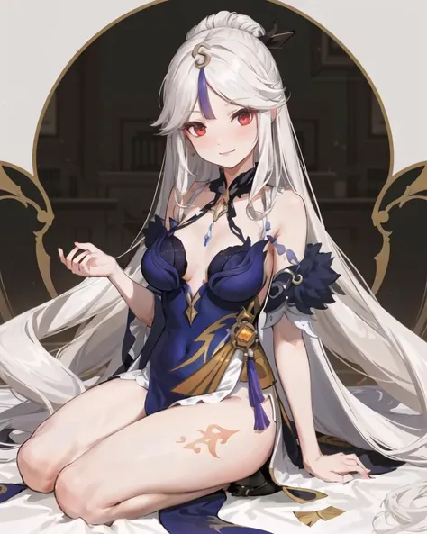 masterpiece, best quality, 1girl,
ningguang \(orchid's evening gown\) \(genshin impact\), long hair, red eyes,
looking at viewer,
white background, simple background,