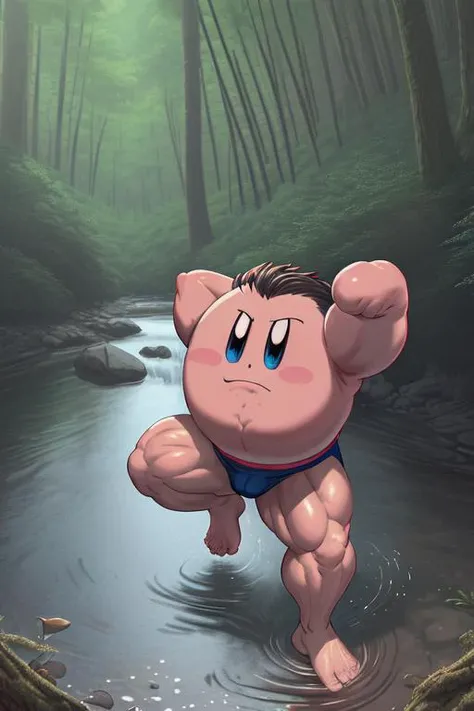 hdr, kirby, swole, barefoot, river, forest
<lora:kbV3.0:0.7>