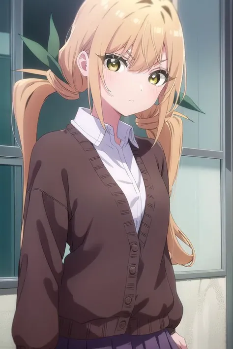 karaneinda, <lora:karane inda s1-lora-nochekaiser:1>,
karane inda, long hair, bangs, blonde hair, twintails, very long hair, hair ribbon, (yellow eyes:1.3), low twintails, frown, angry,
BREAK skirt, shirt, long sleeves, school uniform, white shirt, pleated skirt, collared shirt, black skirt, cardigan,
BREAK indoors, classroom,
BREAK looking at viewer, (cowboy shot:1.5),
BREAK <lyco:GoodHands-beta2:1>, (masterpiece:1.2), best quality, high resolution, unity 8k wallpaper, (illustration:0.8), (beautiful detailed eyes:1.6), extremely detailed face, perfect lighting, extremely detailed CG, (perfect hands, perfect anatomy),