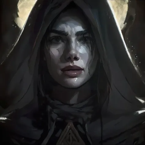 Woman in a dark intricately detailed hood, Chiaroscuro,  <lora:Harbingers Style v1.1 SDXL :1>, <lora:add_detail:1>