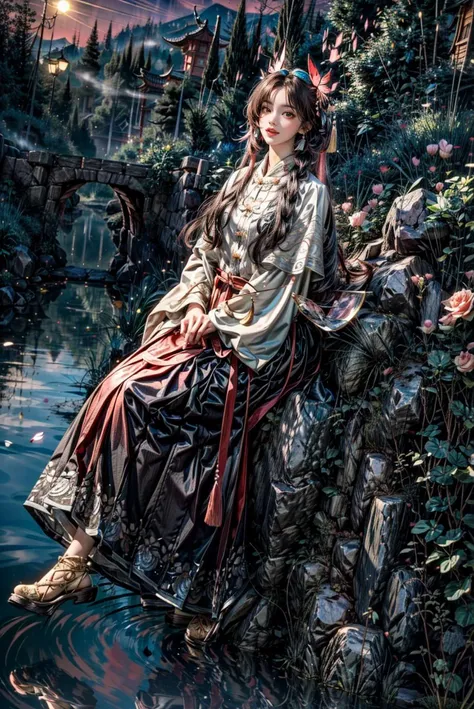<(best quality, extremery best quality, masterpiece:1.4), (realistic, intricate details:1.4), (photorealistic:1.4), (extremely intricate:1.4), highres, ultra highres, ultra detailed, ultra-detailed, absurdres, incredibly absurdres, extremely detailed, high quality, high resolution, hyperrealistic, ultra-realistic, hyper-detailed, top quality, best, fine detail, massive detail, Highly detailed, extreme detailed, highest detailed, high-res, absolutely resolution, reflection, (refraction:1.4), (hyperrealism:1.4)>, BREAK, (1girl:1.3), solo, looking at viewer, (young cute beautiful 18-year-old girl:1.4), 3d face, (hand of Guido Daniele:1.4), beautiful girl, Beautiful face, pretty, girlface, kpop idol, supermodel, stunning innocent symmetry face, perfect body, medium breast, slim waist, slim legs, (high detailed skin:1.5), glowing eyes, goddess, natural skin texture, shiny skin, White skin, Beautiful detailed face, detailed face, real skin texture, cute delicate face, finely detailed face, golden ratio, golden ratio face, expressive eyes, perfect face, perfect skin, flawless face, clear face, shiny hair, pale skin, Proper body proportion, perfect anatomy, realistic skin texture, luscious lips, glossy lips, natural makeup, beautiful bright pupils, slender figure, intricate eyes, detailed pupils, detailed face and eyes, longeyelashes, blush, good hand, perfect hands, pretty face, beautiful female bodies, finely detailed skin, oily shiny skin, clean facial features, an extremely delicate and beautiful, cute & girly, beautiful detailed eyes, stars in the eyes, detailed simmetric eyes, perfect smooth skin texture, BREAK, (((((standing, (white/blue/red/black/green/pink/yellow chinese shirt),(white/blue/red/black/green/pink/yellow chinese long skirt), (dancing, smile, Pink hair, Pink eye, long hair, Pink eyelashes, Pink lips, Pink lip colour, Eyes glowing Pink, flat bangs, happy expression, warm smile), (lotus, hair ornament, water, dancing with butterfly, chinese traditional architecture, in the garden, floral background, brilliant colors, long_hair, nail_polish, jewelry, ancient art, chinese style), (night, Night time, moon light, Golden Hour, sky, landscape, aurora borealis, stars, outdoors, Chinese, Pink fireworks, Sakura tree background:1.4), (lake background, mountains, full moon background, night lake shore, river, forest, chinese style countryard, lanterns, pond, cobblestone pathway, building pavilion, chinese buildings, moutains, misty lake, ancient chinese background, puddle, after the rain, petals falling, wet grass and trees, flower sea, in a meadow, waterfall, breeze, flying splashes, flying petals, leaves, bloom, bloom effect, surrounded by heavy floating petal flow, petal, Pink butterfly, flower, detailed beautiful grassland with petal, flowers, plants, Pink rose, many Pink roses, leaves falling from the tree, dust is drifting, ethereal, scenery, nature, mysterious background:1.4), (iridescent colors, Iridescence, blush, mysterious, fantasy background, fantasy, open mouth:1.2), (fog, wind:1.2), (Luminescent Particles:1.3), (fullbody:1.2), (eye focus, face focus, character focus, close-up face:1.2), (dutch angle, cowboy shot:1.3), colorful refraction)))), BREAK, <cinematic portrait, analog film photography, film emulation, bokeh, blurry noise background, watercolor, available light, detailed light, volumetric fog, beautiful lighting, Rembrandt lighting, Cinematic, pixel art, game art, key visual, surreal, PBR Texturing, Anisotropic Filtering, Maximum Clarity And Sharpness, Albedo And Specular Maps, Multi-Layered Textures, Surface Shading, Sub-Pixel Convolution, Sub-Pixel Convolution, Accurate Simulation Of Light-Material Interaction, blurry foreground, broad light, volumetric light effect, matte painting, perfectly defined features, volumetric lighting, Tone Mapping, Lumen Reflections, Global illumination, Ray Tracing, Screen Space Global Illumination, Accent Lighting, 32k, Natural Lighting, volumetric, cinematic masterpiece, Rule of thirds, high dynamic range, Multi-exposure HDR capture, cinematic render, game cg cinematic, atmospheric perspective, scene, epic dynamic frame, motion blur, ((cinematic look, Film look)), rim light, 4k textures, adobe lightroom, photolab, insane details, hyperdetailed, exposure blend, professional color grading, professional color correction, aerial perspective, particles and dust in beams of light, cinematic scene, dynamic lighting, sharp details, lomography, soft focus, light leaks, bold hues, atmospheric depth, (explosive light and shadow:1.2), aesthetics, intricate designs, ultra realistic digital art, (zentangle, mandala, tangle, entangle), (fractal art), elegant, vivid colours, floating particles, particles, dramatic, epic, (ink drawing, oil painting detailed), (dramatic lighting:1.2), RAW, huge filesize, extremery detailed CG, Photo, 8k uhd, cinematic atmosphere, trending on artstation, award-winning glamour photograph, highly detailed photo, official art, beautiful and aesthetic, unity 8k wallpaper, beautiful, highly detailed CG illustration, best illustration, intricate, Amazing, emotional, analog, painting, digital painting, concept art, Oil Painting, illustration, Classical art, Renaissance, Romanticism, Neoclassicism, Color Palette, depth and contrast, Vibrant colors, saturated, rich saturation, color harmony, vivid palette, concept-art, design style, detail character, concept render, colorful, analog photography, dreamy atmosphere, specular highlights, atmospheric lighting, (dynamic angle, dynamic pose :1.3), (shiny, clothes reflecting light, lens flare, bloom effect, light particle, lens glare:1.3), realistic lighting, cinematic light, (cinematic lighting), light in the face, soft lighting, saturated colors, detailed background, sharp focus, 8k high definition, perspective, Master Composition, roughness, post-processing, soft shadows, realistic shadows, ambient occlusion, ray-tracing, subsurface scattering, photon mapping, physically-based rendering, octane rendering, unreal engine 5, ue5 rendering, Adobe After FX, dslr, RTX, Best character details, radiosity, sharp, antialiased, RAW photo, HDR, 8k, 4k, (((Photographed by Roger Deakins, using a RED Monstro 8K VV camera and a series of high-end lenses))), ((Hasselblad photography)), (film grain:1.4), Kodak portra 400, ((Fujifilm X-T5)), professional photograph, depth of field, caustics, Broad lighting, diffuse lighting, rim lighting, two tone lighting, textile details, visible pores, high resolution scan, professionally color graded, photographic reality, automatic white balance, best lighting, detailed shadow, high contrast, strong light and shadow>, (PureErosFace_V1:0.5), (ulzzang-6500:1), <lora:epiNoiseoffset_v3:1>, <lora:add_detail:2>, <lora:hipoly_3dcg_v7-epoch-000012:0.6>, <lora:hanfu_ming:0.8>, kbxll, <lora:LowRA:0.3>