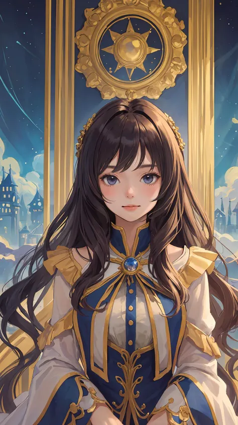(masterpiece, best quality:1.4), 1girl, looking at viewer,
(wavy hair:0.8), long hair, (on front),
fantasy, magic, empire city,