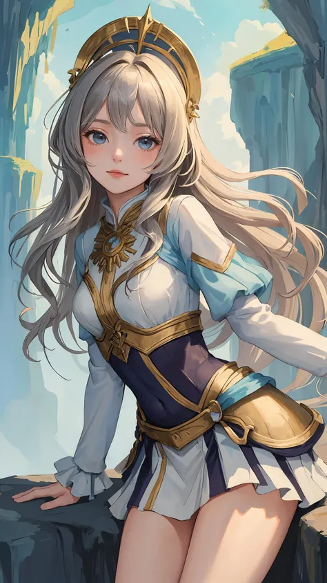 (masterpiece, best quality:1.4), 1girl, looking at viewer,
(wavy hair:0.8), long hair, (on front),
cliff, fantasy, magic,