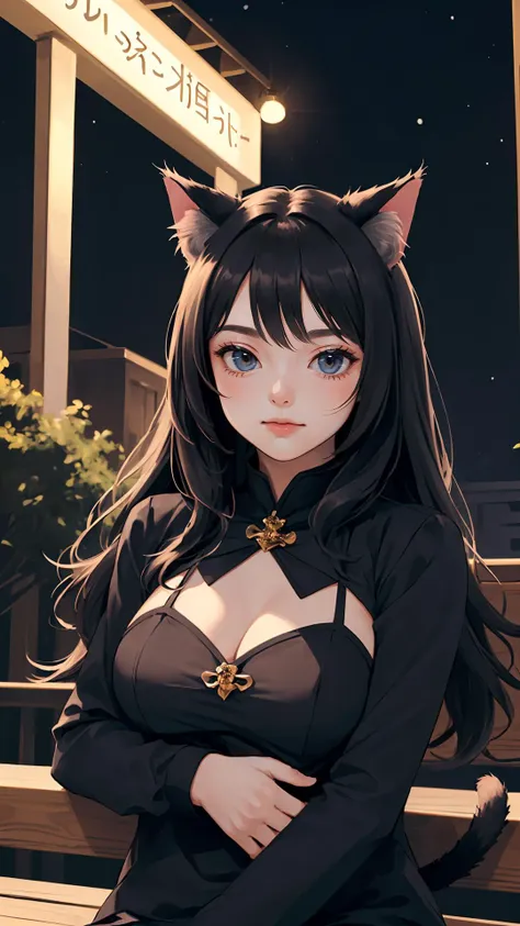 (masterpiece, best quality:1.4), 1girl, looking at viewer, 
(wavy hair:0.8), long hair, 
(on front), (cinematic:0.8), black theme, cat girl, 
{upper body|cowboy shot},
{night|morning|dawn}, 
{indoors|outdoors}, 
{sitting|standing|ground},