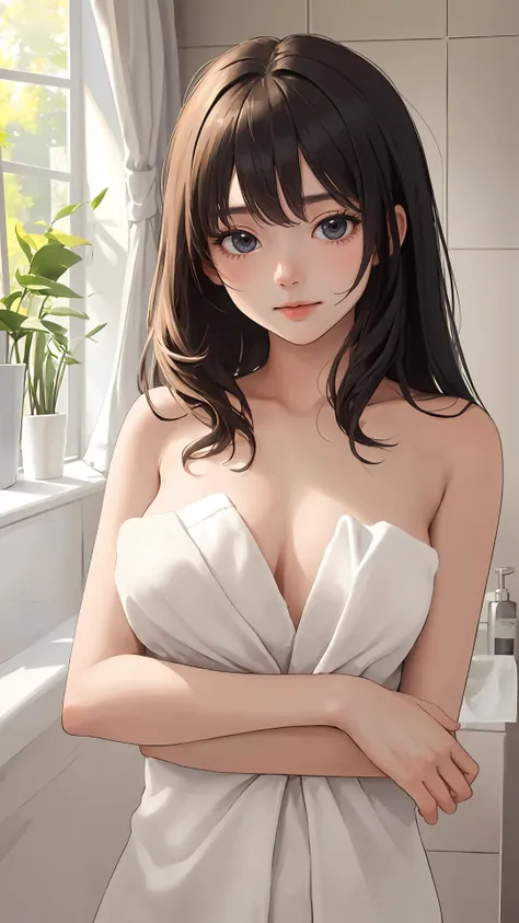 (masterpiece, best quality:1.4), 1girl, looking at viewer,
(wavy hair:0.8), long hair,
(on front), on bath, naked towel,
{upper body|cowboy shot},
{night|morning|dawn},
{indoors|outdoors},
{sitting|standing|ground},