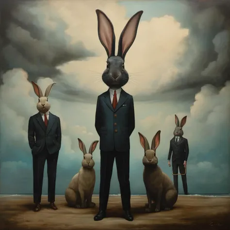 The group of people are posing for a dolce and gabbana ad,> in the style of michael vincent manalo, black paintings, tom chambers, scumbling, light beige and dark azure, >bunnycore, >james jean