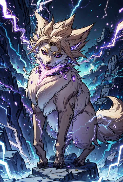 <lora:ThunderMagic:0.5> thundermagic, excessive energy, (masterpiece, best quality, realistic, detailed:1.2), <lora:YaeMikoFox:0.8> (YaeMikoFox), no humans, <lora:SuperSaiyanHair:0.2> blonde hair, super saiyan, spiked hair, aura, electricity,