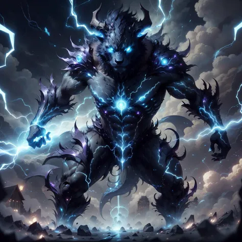 <lora:ThunderMagic-22:0.8>, thundermagic , excessive energy ,
 mystical beast, glowing eyes,