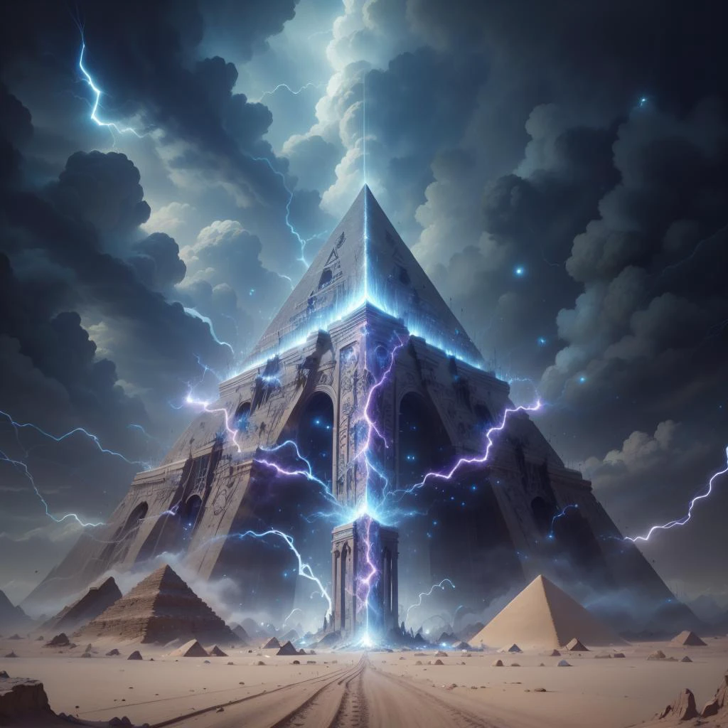 <lora:ThunderMagic-22:0.8>, thundermagic , excessive energy , charged aura,
pyramid \(structure\), desert, alter , cracks
