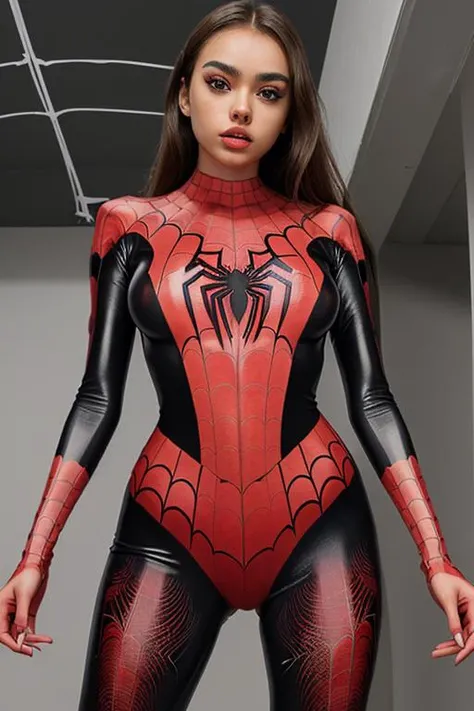 S001_SeltinSweet_v2 <lora:attire_spider-man:0.8> spider suit, spider web print, spider web
