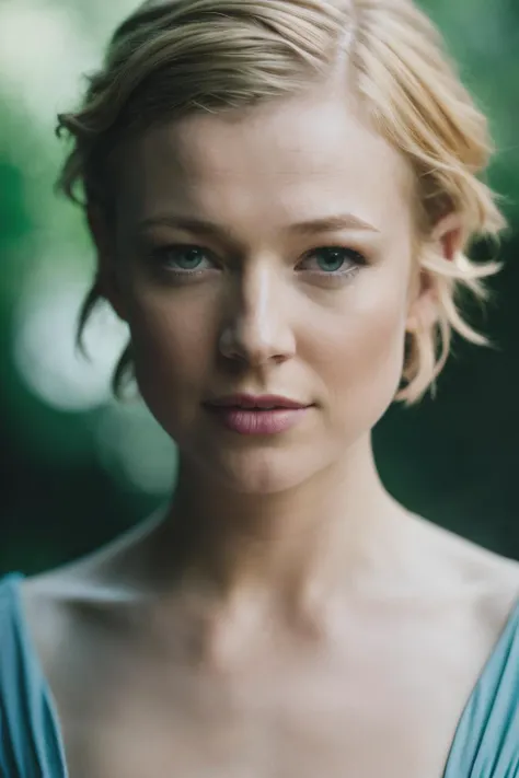 photoshoot of ssk, (blonde hair), (pixie cut), , detailed skin texture, (blush:0.2), (goosebumps:0.3), (light blue dress), subsurface scattering, Photorealistic, Hyperrealistic, Hyperdetailed, analog style, hip cocked, demure, detailed skin, matte skin, soft lighting, subsurface scattering, realistic, heavy shadow, masterpiece, best quality, ultra realistic, 8k, golden ratio, Intricate, High Detail, film photography, soft focus,<lyco:SarahSnook-RealVision-V1.0:1.0>